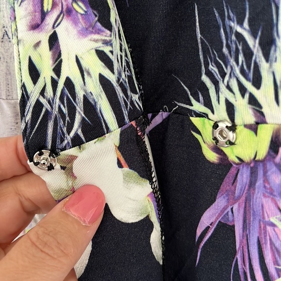 Just Cavalli Floral Print Long Sleeved Dress with Self Belt Sz M EUC - Picture 6 of 16